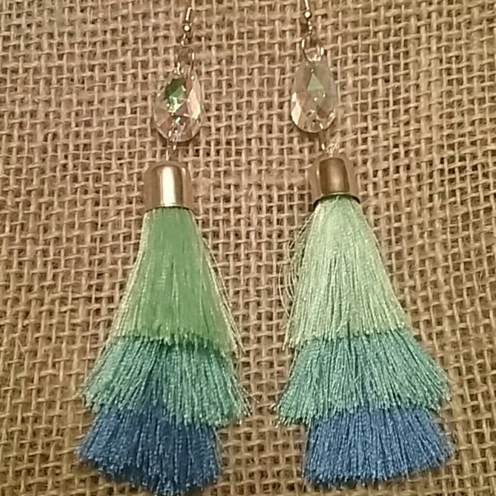 SPECIAL $15  EARRING TASSEL, 3 colors on aurora